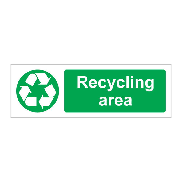 Recycling area - 600mm x 200mm - 1mm Rigid Plastic Sign