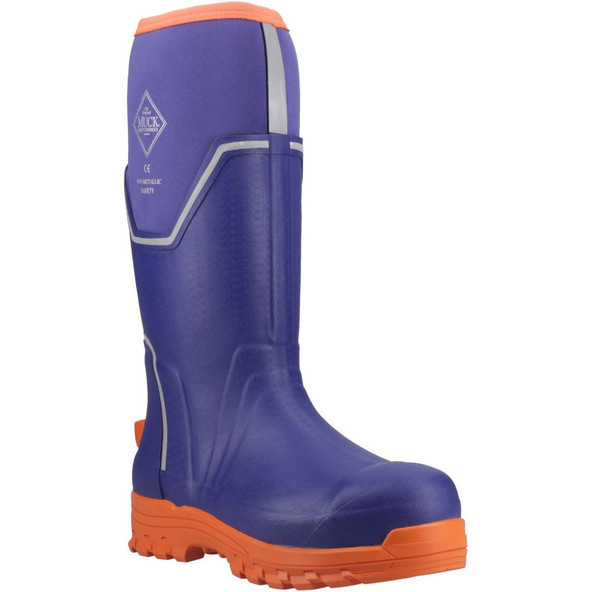 Muck Boot Grit High Performance Safety Wellington Boot - Blue/Orange