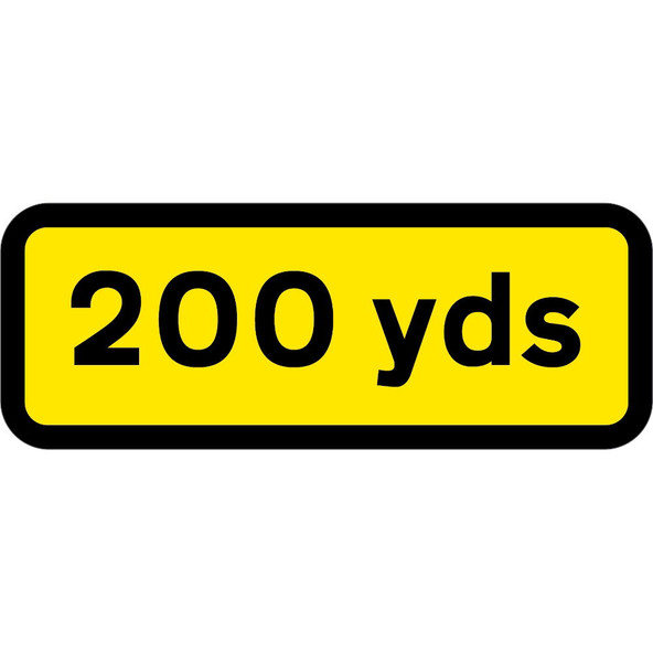 200 YDS Supplementary Plate to suit 750mm (Black on Yellow) - 300mm Centres Black Plastic Sign