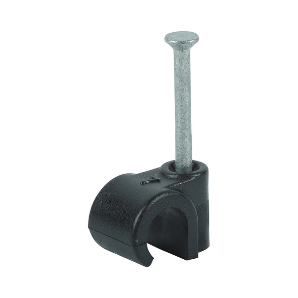 TIMCO Round Cable Clips - Black - To fit 7.0mm - Box of 100