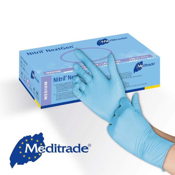 Nitrile Blue Powder Free Disposable Gloves - Box of 100