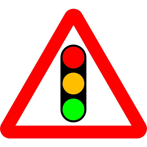 750mm Traffic Signals Ahead - Black Plastic Sign
