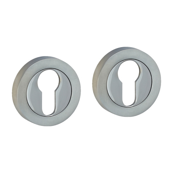 TIMCO Euro Profile Escutcheon - Polished & Satin Chrome - 51mm