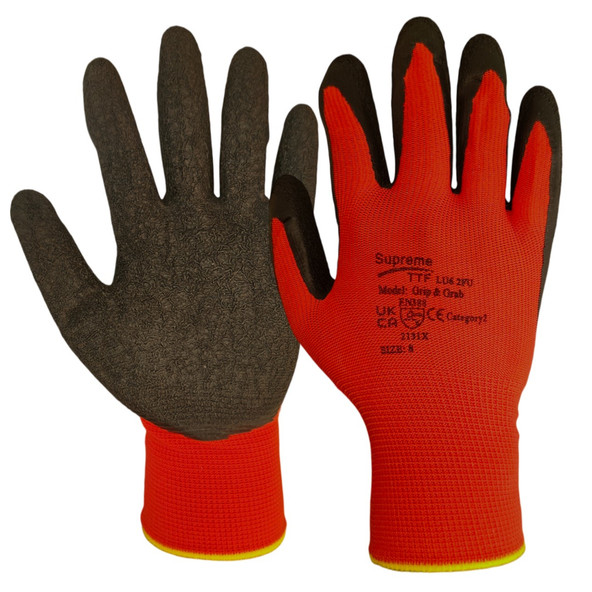 Cut Level 1 - Latex Grip Glove - Red
