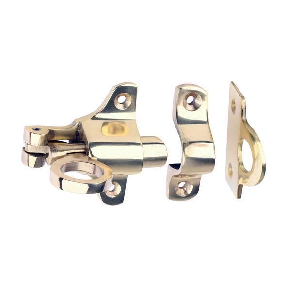 TIMCO Fanlight Catch - Polished Brass - 50 x 60mm