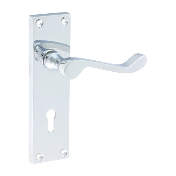 TIMCO Victorian Scroll Lock Handles - Polished Chrome - 152 x 42mm