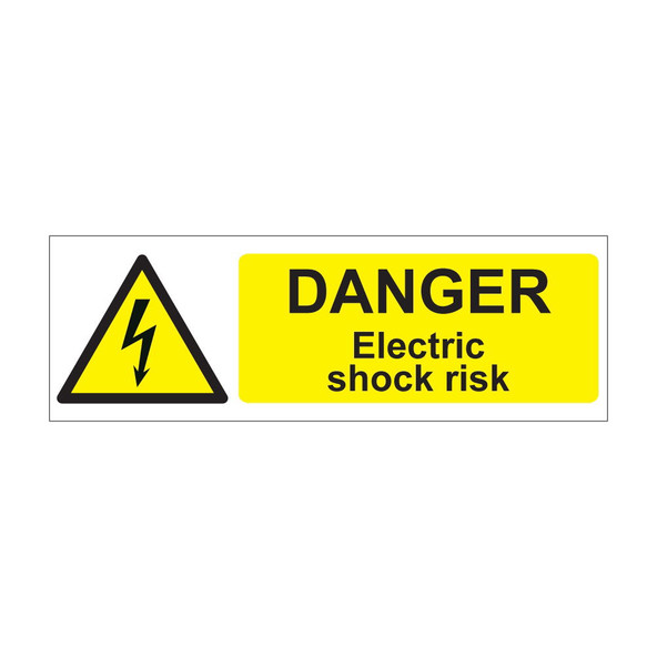 Danger electric shock risk 600mm x 200mm - 1mm Rigid Plastic Sign Danger electric shock risk 600mm x 200mm - 1mm Rigid Plastic Sign