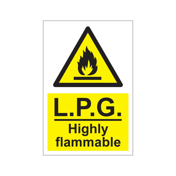 L.P.G. Highly flammable 200mm x 300mm - 1mm Rigid Plastic Sign