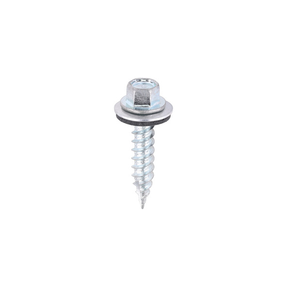Metal Construction Thin Sheet Metal to Timber Screws - Hex - EPDM Washer - Slash Point - Zinc