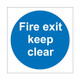 Fire exit keep clear 100mm x 100mm - Self Adhesive Vinyl Sign
