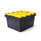 Attached Lid Storage Box - Black with Yellow Lid – 60 Litre