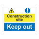 Construction site keep out 600mm x 450mm - 1mm Rigid Plastic (Mandatory)