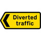 1050 x 450mm Diverted Traffic Chevron Left - Black Plastic Sign