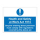 Health and safety at work act 1974 600mm x 450mm - 1mm Rigid Plastic Sign