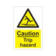 Caution trip hazard 200mm x 300mm - 1mm Rigid Plastic Sign