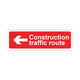 Construction traffic route arrow left 600mm x 200mm - 1mm Rigid Plastic Sign