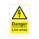 Danger live wires 200mm x 300mm - 1mm Rigid Plastic Sign