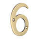 TIMCO Door Numeral 6 - Polished Brass - 75mm