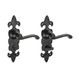 TIMCO Fleur De Lys Ornate Bathroom Handles - Antique Black - 195 x 55mm