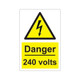 Danger 240 volts 200mm x 300mm - 1mm Rigid Plastic Sign
