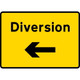 1050 x 750mm Diversion Left - Black Plastic Sign