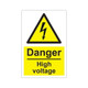 Danger high voltage 200mm x 300mm - 1mm Rigid Plastic Sign