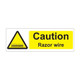 Caution razor wire 600mm x 200mm - 1mm Rigid Plastic Sign