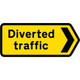 1050 x 450mm Diverted Traffic Chevron Right - Black Plastic Sign