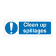 Clean Up Spillages 600mm x 200mm - 1mm Rigid Plastic Sign-