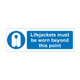 Life Jackets Must Be Worn Beyond This... 600mm x 200mm - 1mm Rigid Plastic Sign