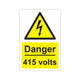 Danger 415 volts 200mm x 300mm - 1mm Rigid Plastic Sign