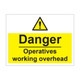 Danger men/operatives working overhead - 1mm Sign