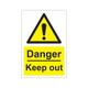 Danger keep out - 1mm Rigid Plastic Sign