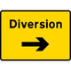 1050 x 750mm Diversion Right - Black Plastic Sign
