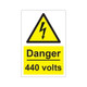 Danger 440 volts 200mm x 300mm - 1mm Rigid Plastic Sign