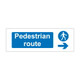 Pedestrian route arrow right 600mm x 200mm - 1mm Rigid Plastic Sign