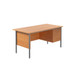 Single Desk with 3 Drawers Pedestal - Beech / Silver