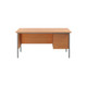 Single Desk with 3 Drawers Pedestal - Beech / Silver