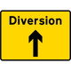 1050 x 750mm Diversion Ahead - Black Plastic Sign