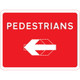 600 x 450mm Pedestrians (Rotating Arrow) - Black Plastic Sign
