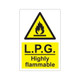 L.P.G. Highly flammable 200mm x 300mm - 1mm Rigid Plastic Sign