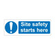 Site safety starts here 600mm x 200mm - 1mm Rigid Plastic Sign