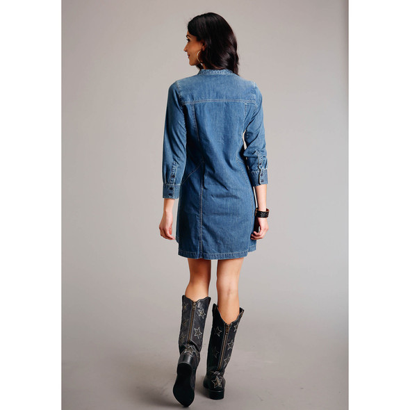 Stetson Women's Med Blue Denim ¾ Sleeve Shirt Dress