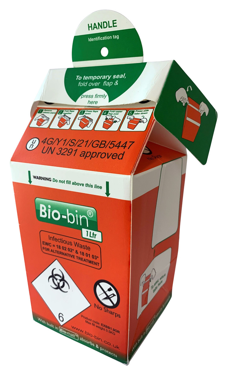 Bio Bin 100 Inj Biobin 1ltr Orange Pk 100 - Trafalgar Scientific