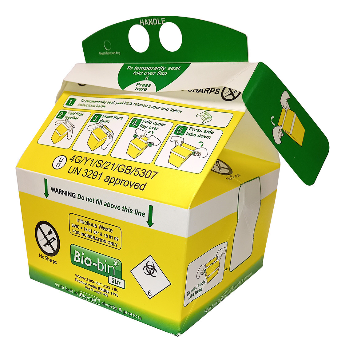 BioBin 2ltr Yellow Pk 100 - Trafalgar Scientific