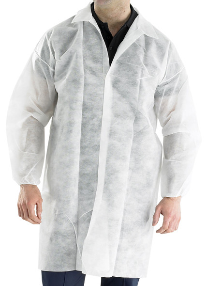 Lab Coat Polprop Visitor Disposable White Large Pk 50