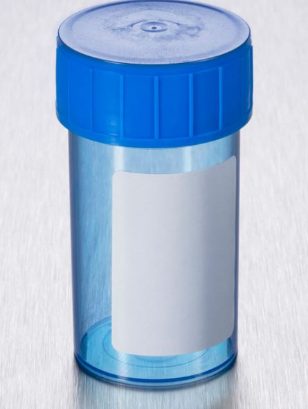 Clear blue and break-resistant Polypropylene with blue screw cap