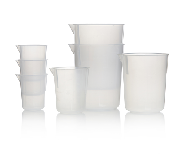 Beaker 600ml Tapered PP Moulded Graduations Pk 5