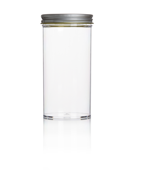 Containers 250ml PS No Label  Metal Cap AS Pk 50