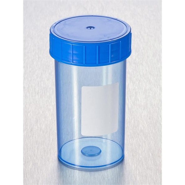 Containers 180ml PP Plain Label PE Blue Cap Sterile Pk 264